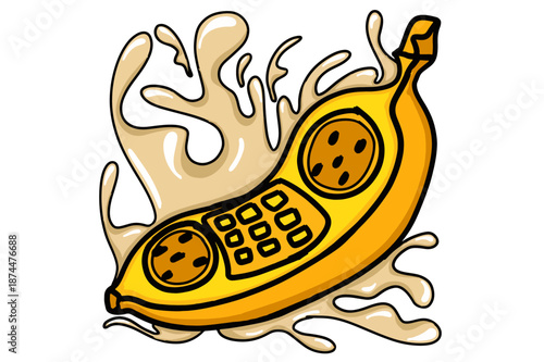 A banana shaped like a telephone,
