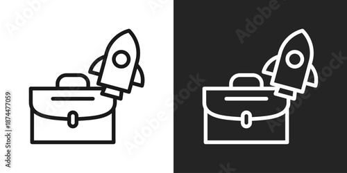 rocket Icon In Black And White Line Style