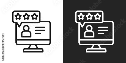 review Icon In Black And White Line Style