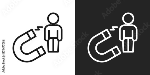 magnet Icon In Black And White Line Style