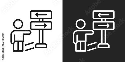 signage Icon In Black And White Line Style
