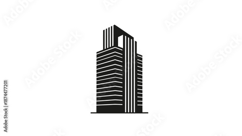 Black and White Skyscraper Illustration Design.