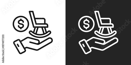 rocking chair Icon In Black And White Line Style