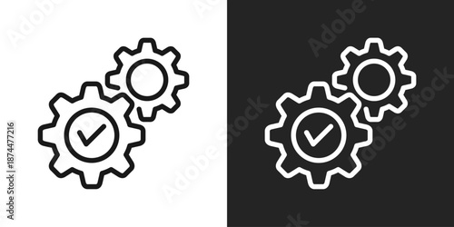 gear Icon In Black And White Line Style