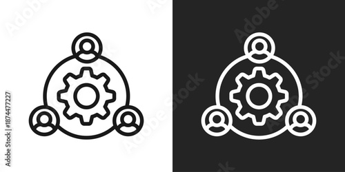 work force Icon In Black And White Line Style