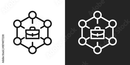 network Icon In Black And White Line Style