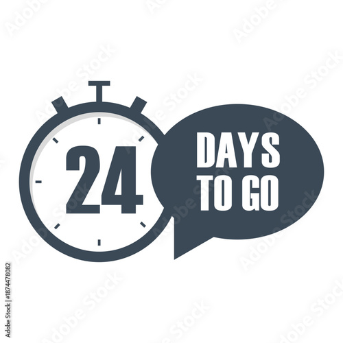Stopwatch twenty four 24. Countdown Vector timer. Twenty four 24 days. Advertising announcement text.