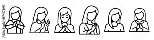 sacred worship moment Line art illustration isolated on white background of palm sunday icons