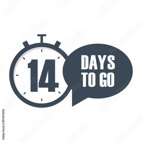 Numeric fourteen 14. Professional countdown Vector. Days to go. Significant promotional notification.
