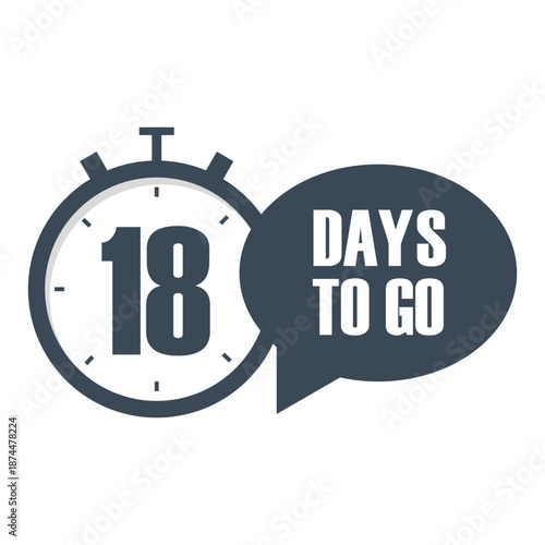 Numeric eighteen 18. Professional countdown Vector. Days to go. Significant promotional notification.