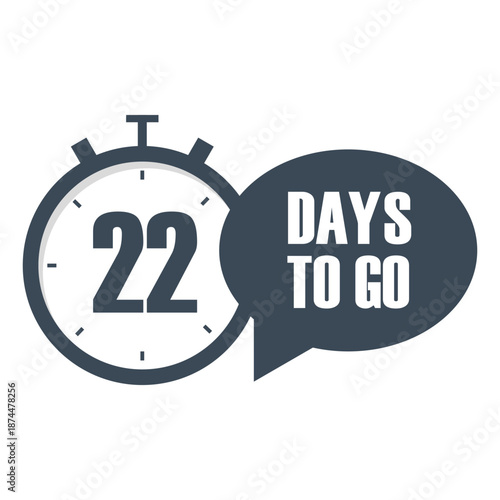 Numeric twenty two 22. Professional countdown Vector. Days to go. Significant promotional notification.