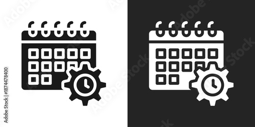 calendar Icon In Black And White Glyph Style