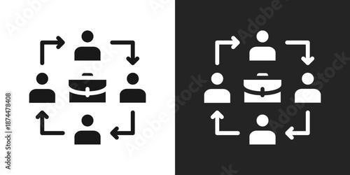 outsourcing Icon In Black And White Glyph Style