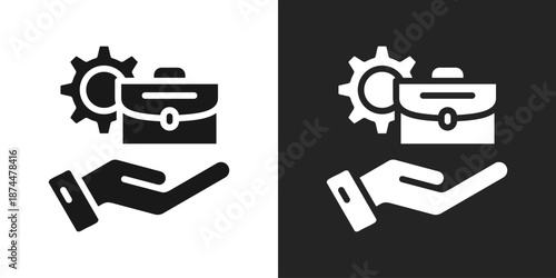 briefcase Icon In Black And White Glyph Style