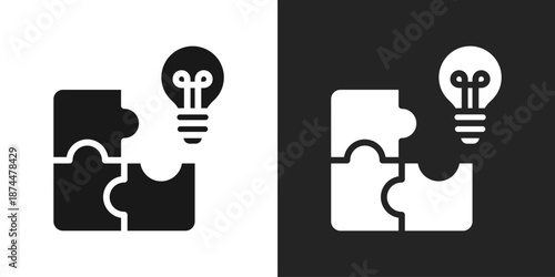 jigsaw Icon In Black And White Glyph Style