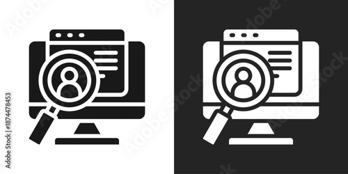 job search Icon In Black And White Glyph Style