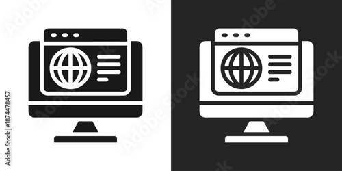 web browser Icon In Black And White Glyph Style