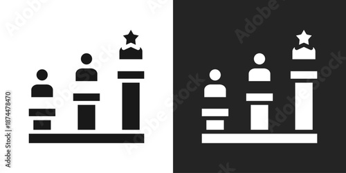 employee of the month Icon In Black And White Glyph Style