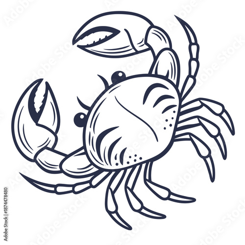 Modern crab line icon designed for seafood mobile apps and digital interfaces. Rounded strokes and clean outlines ensure excellent readability on screens. Suitable for apps, websites, dashboards, and 