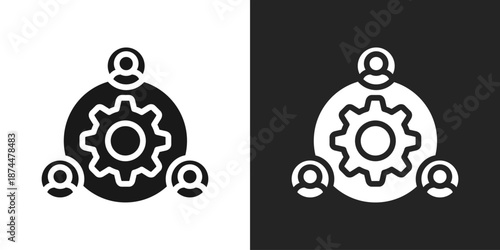 work force Icon In Black And White Glyph Style
