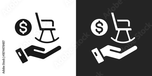 rocking chair Icon In Black And White Glyph Style