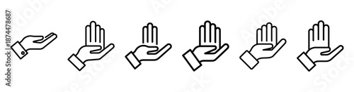 worship hand holding Line art illustration isolated on white background of palm sunday icons