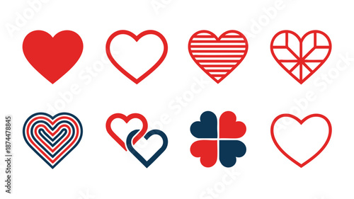 Colorful heart shapes vector collection