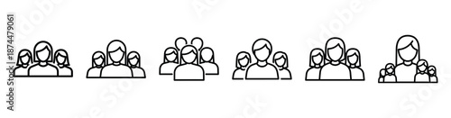 biblical faith crowd Line art illustration isolated on white background of palm sunday icons