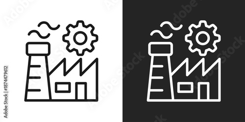 Factory Icon In Black And White Line Style