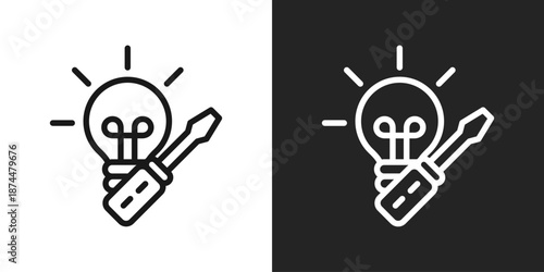 Idea Icon In Black And White Line Style