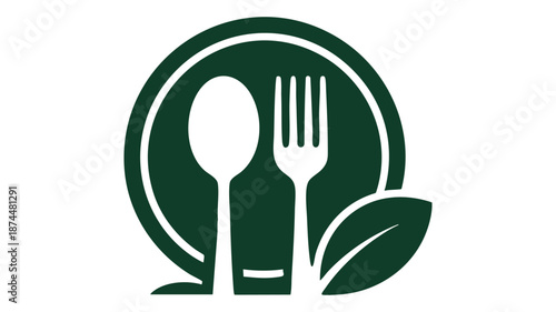 Sustainable dining icon with spoon and fork