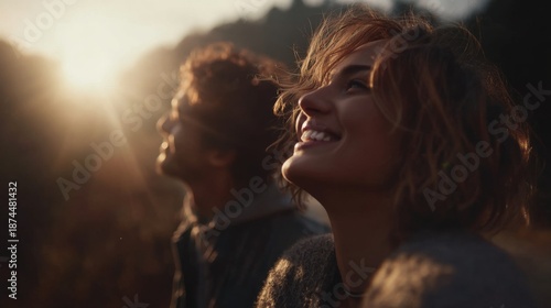 Emotional Brand Campaign Imagery of People Feeling Inspired Together, Hopeful Expressions, Soft Cinematic Backlight, Natural Lifestyle Scene