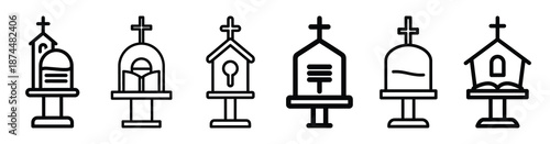 church sermon moment Line art illustration isolated on white background of palm sunday icons