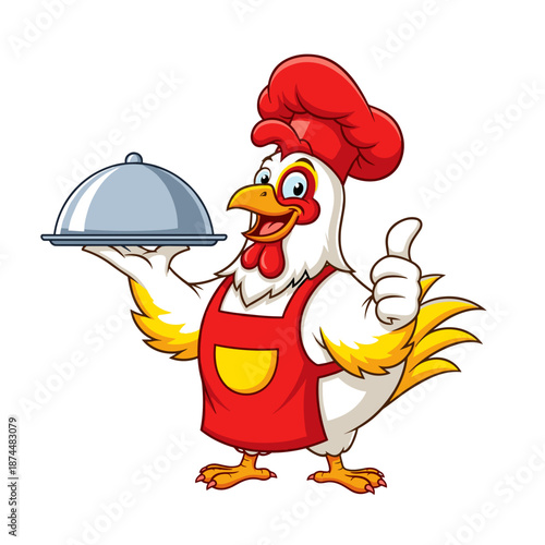 Circle of Fried Chicken Drumsticks and Wings Colorful Vector Illustration