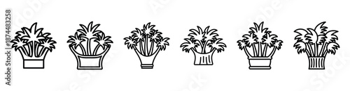 faith gathering palms Line art illustration isolated on white background of palm sunday icons