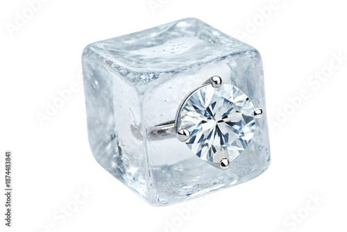 ice cube and diamond isolated on white background
