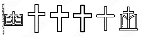 holy praise celebration Line art illustration isolated on white background of palm sunday icons