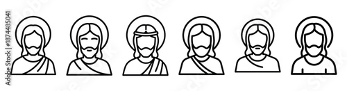 jesus arrival blessing Line art illustration isolated on white background of palm sunday icons