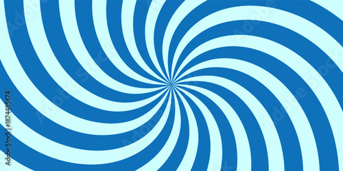Vector simple blue background. Spiral stripes in retro pop art style
