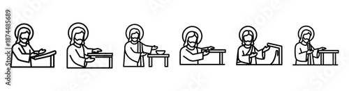 jesus teaching humility Line art illustration isolated on white background of palm sunday icons