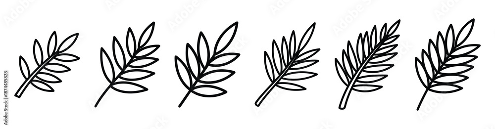 Fototapeta premium palm branch church Line art illustration isolated on white background of palm sunday icons