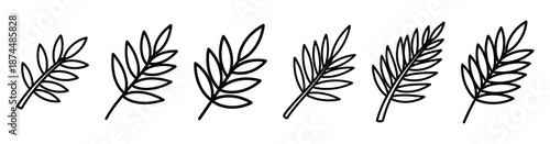 palm branch church Line art illustration isolated on white background of palm sunday icons