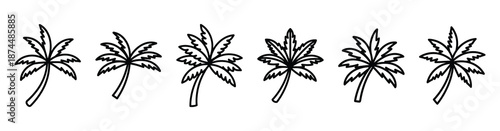 palm branch festival Line art illustration isolated on white background of palm sunday icons