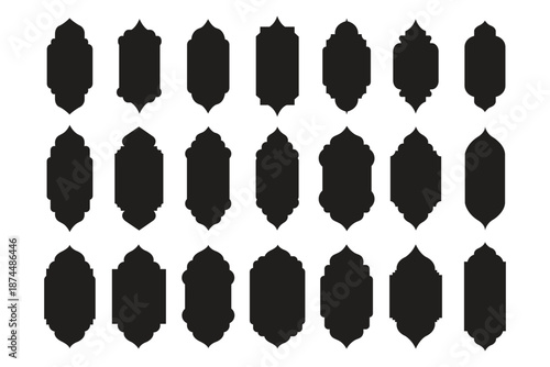 Set of islamic shape illustration design blank islamic shape template vector. Islamic vector shape of a window or door arch. Arab frame set. Ramadan kareem
