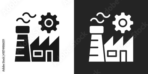 Factory Icon In Black And White Glyph Style