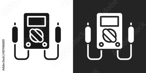 Voltmeter Icon In Black And White Glyph Style