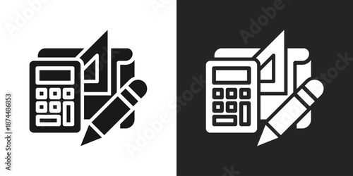 Calculator Icon In Black And White Glyph Style