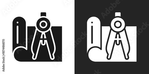 Compass Icon In Black And White Glyph Style