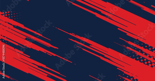 Dynamic abstract background with red brush strokes and blue navy base for energetic graphic design