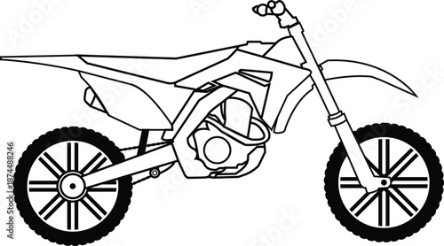Motocross Dirt Bike Motorcycle Outline Vector Illustration for Extreme Sports and Racing Design